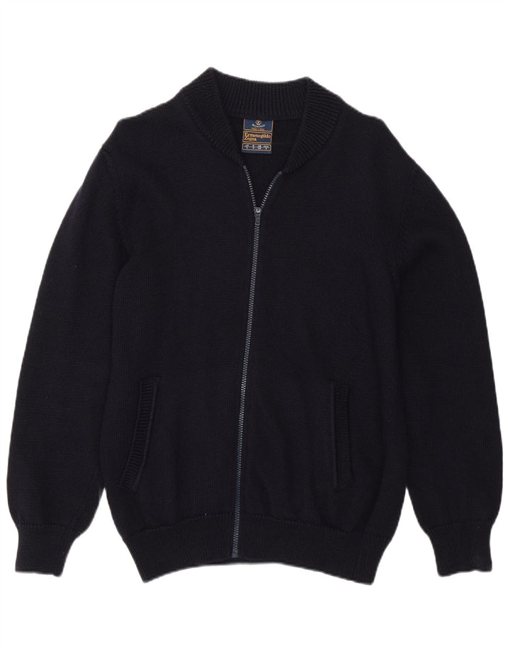 ERMENEGILDO ZEGNA Pull Cardigan Homme UK 36 Petit Laine Vierge Bleu Marine