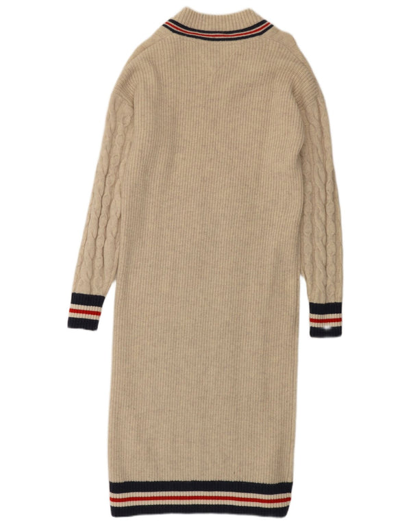 Tommy Hilfiger Robe pull à manches longues pour femme UK 10 Petit Blanc