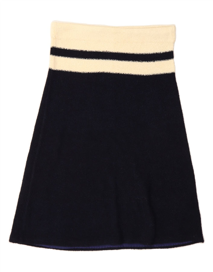 VINTAGE Womens A-Line Skirt IT 44 Medium W30 Navy Blue Colourblock Vintage Vintage and Second-Hand Vintage from Messina Hembry 
