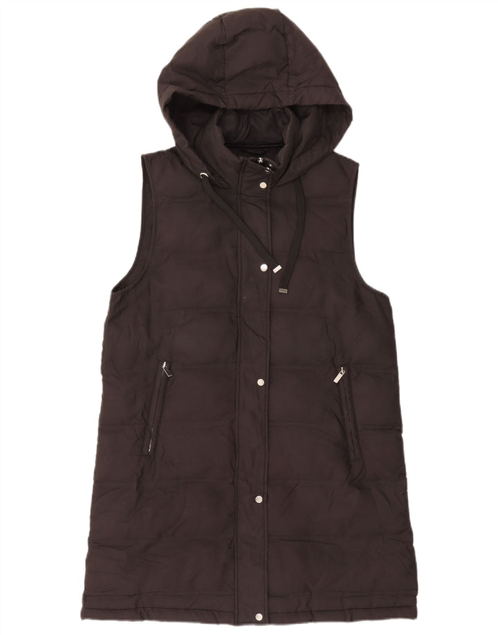 Zara Gilet rembourré à capuche pour femme UK 14 Medium Noir