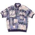 MANGO Chemise pull à manches courtes pour hommes, grand patchwork bleu