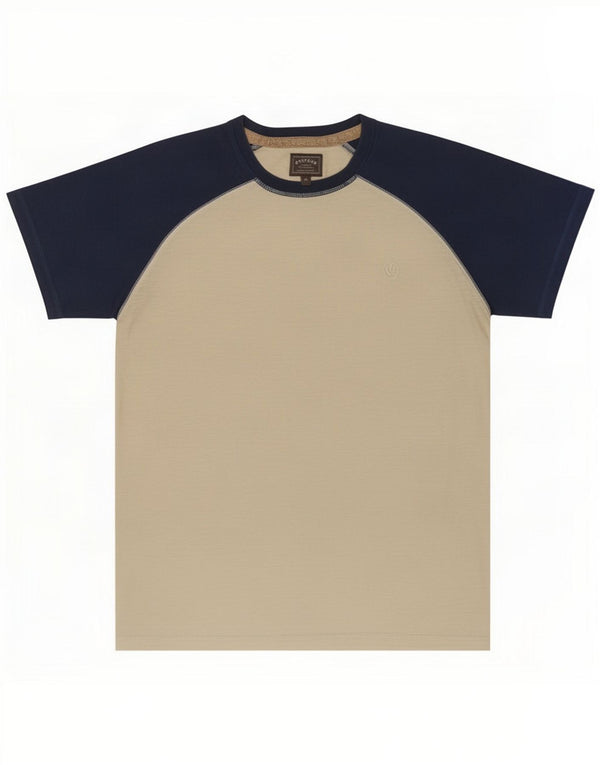 Fat Face T-Shirt Homme Coton Colorblock Beige Moyen