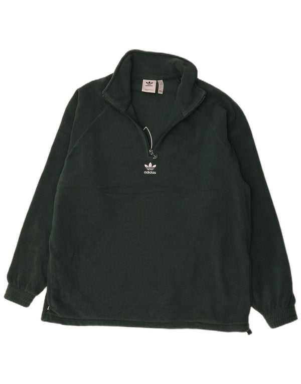 Adidas Pull polaire graphique à col zippé pour homme, grand vert, polyester