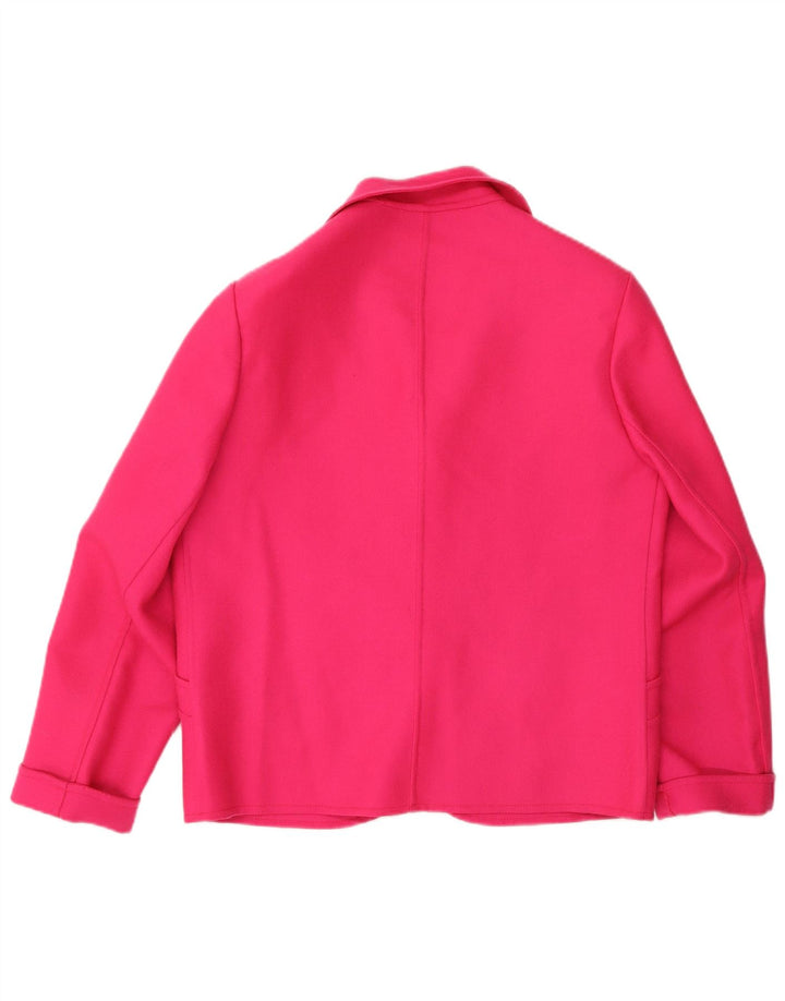vintage Femme 1 Bouton Blazer Veste IT 44 Laine Rose Moyenne