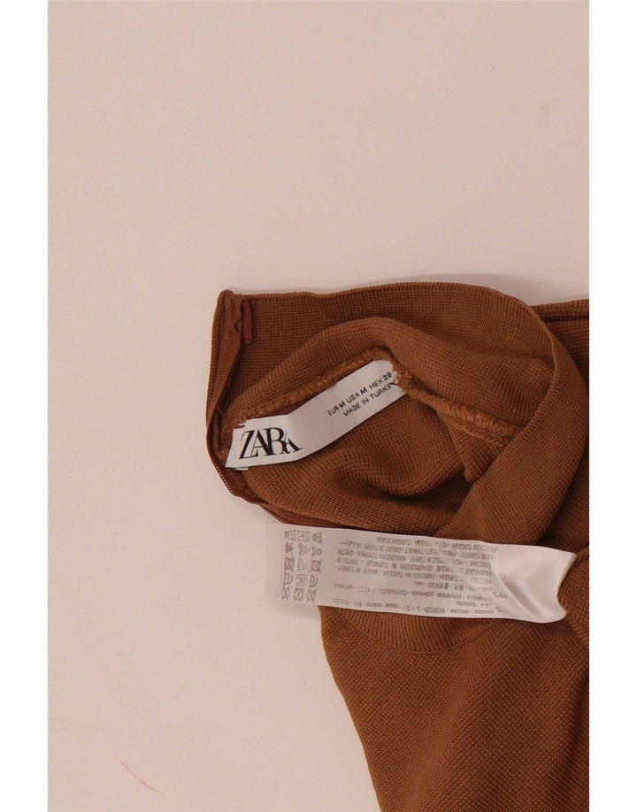 Zara Womens Crop Blouse Top UK 12 Viscose Beige Moyen