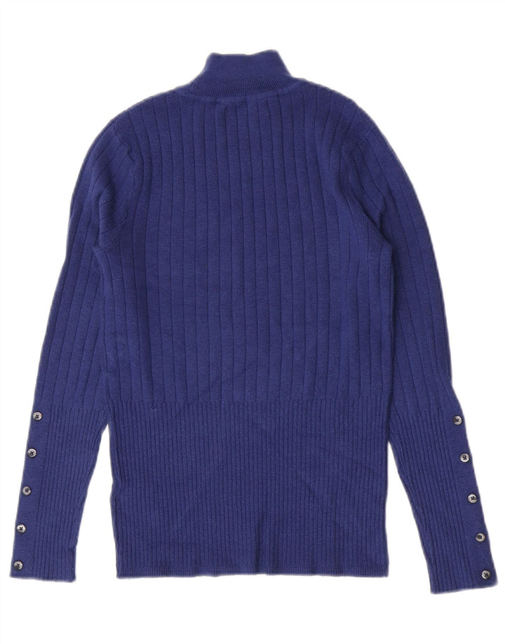 Marks & Spencer Pull col roulé pour femme UK 8 Small Bleu Viscose