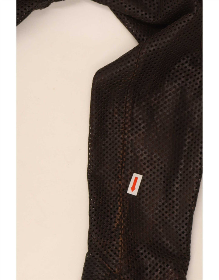 Eighth Sin Veste de motard en cuir pour femme UK 10 Petit Marron