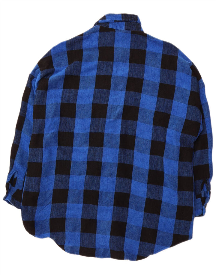 ZARA Womens Oversized Flannel Shirt UK 14 Medium Blue Check Viscose