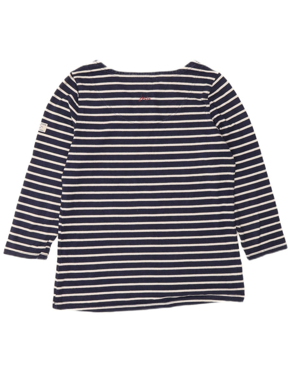 Joules Womens Regular Fit Top Manches 3/4 UK 10 Petit Bleu Marine Rayé