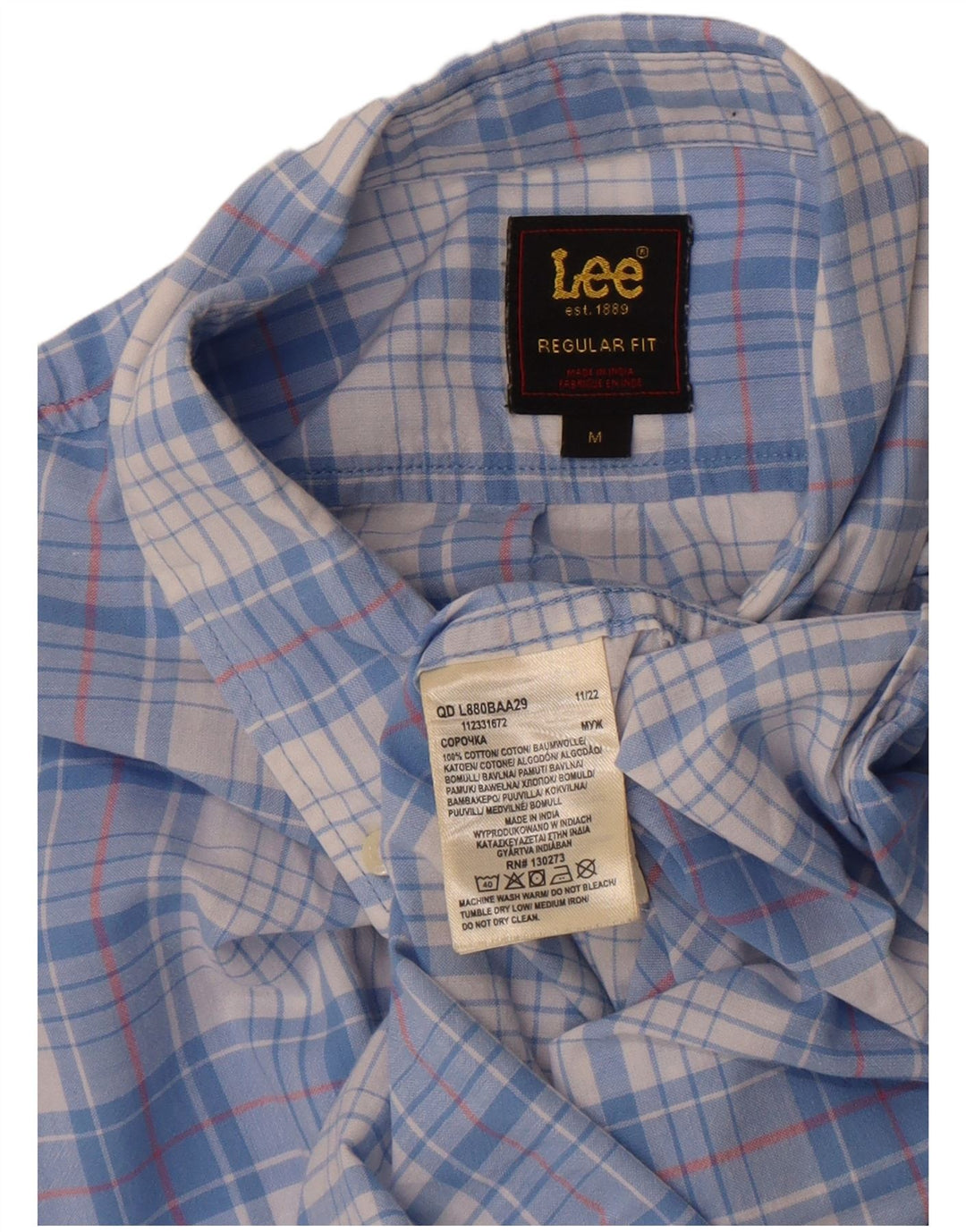 Lee Chemise Regular Fit Homme Bleu Moyen Carreaux Coton