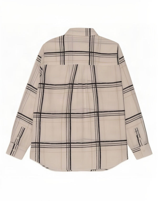 Marks & Spencer Chemise surdimensionnée pour femme UK 10 Petit blanc à carreaux en polyester