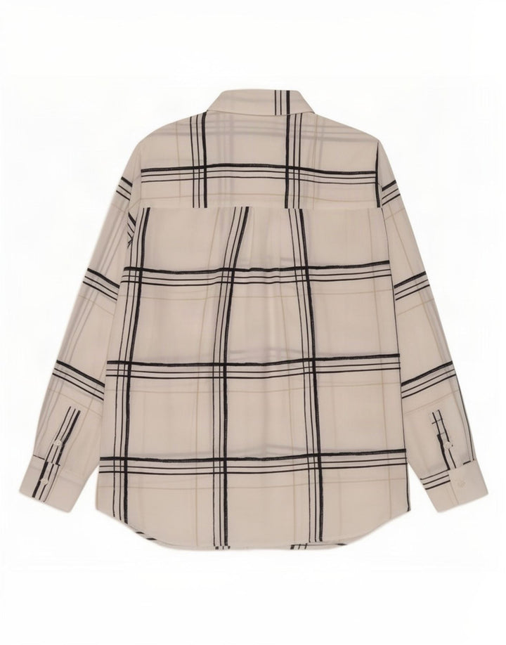 Marks & Spencer Chemise surdimensionnée pour femme UK 10 Petit blanc à carreaux en polyester