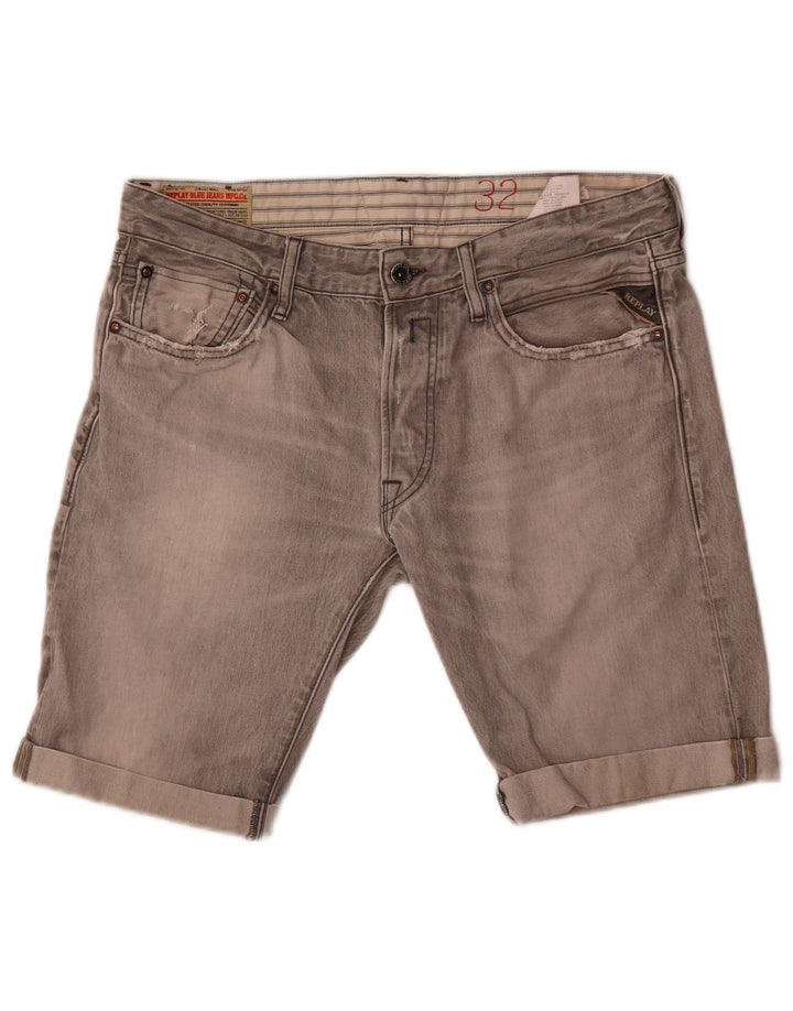 Replay Short En Jean Lenrick Femme W32 Gris Moyen Coton