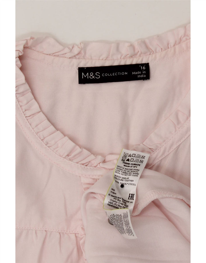 Marks & Spencer Chemisier à volants sur le devant pour femme UK 16 Large Lyocell Rose