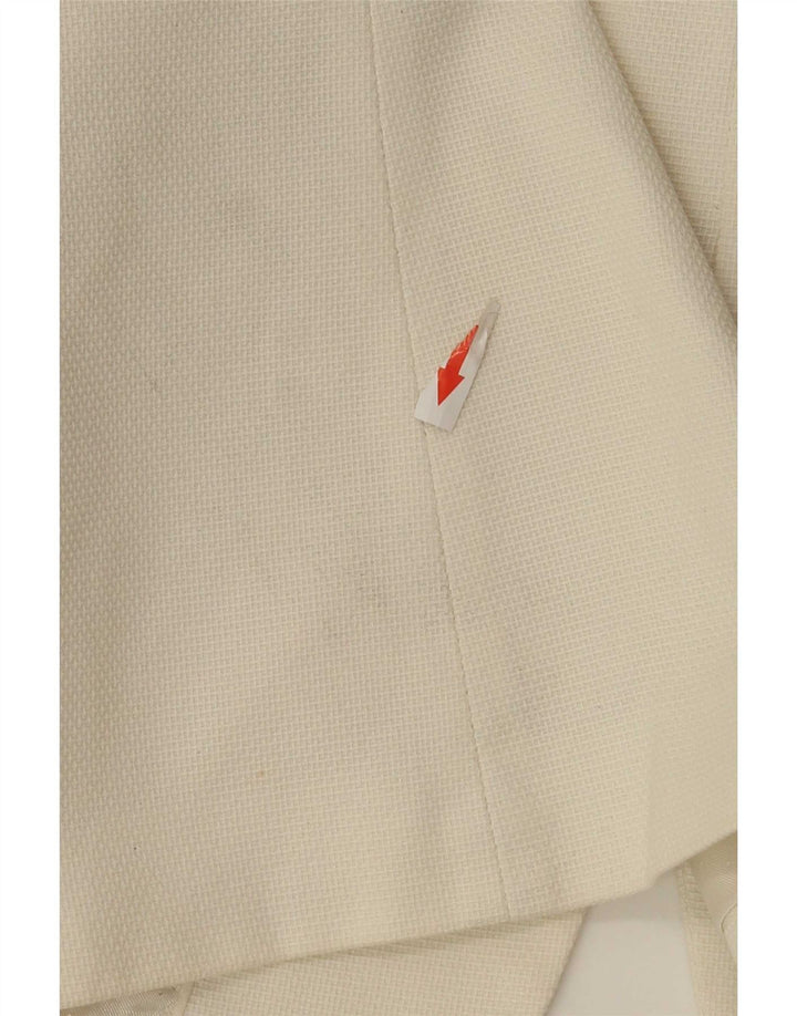 Massimo Dutti Veste Blazer 1 Bouton Femme EU 40 Moyen Blanc Cassé Coton