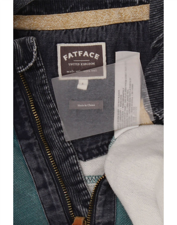 Fat Face Sweat-shirt à col zippé pour homme en coton bleu Taille L