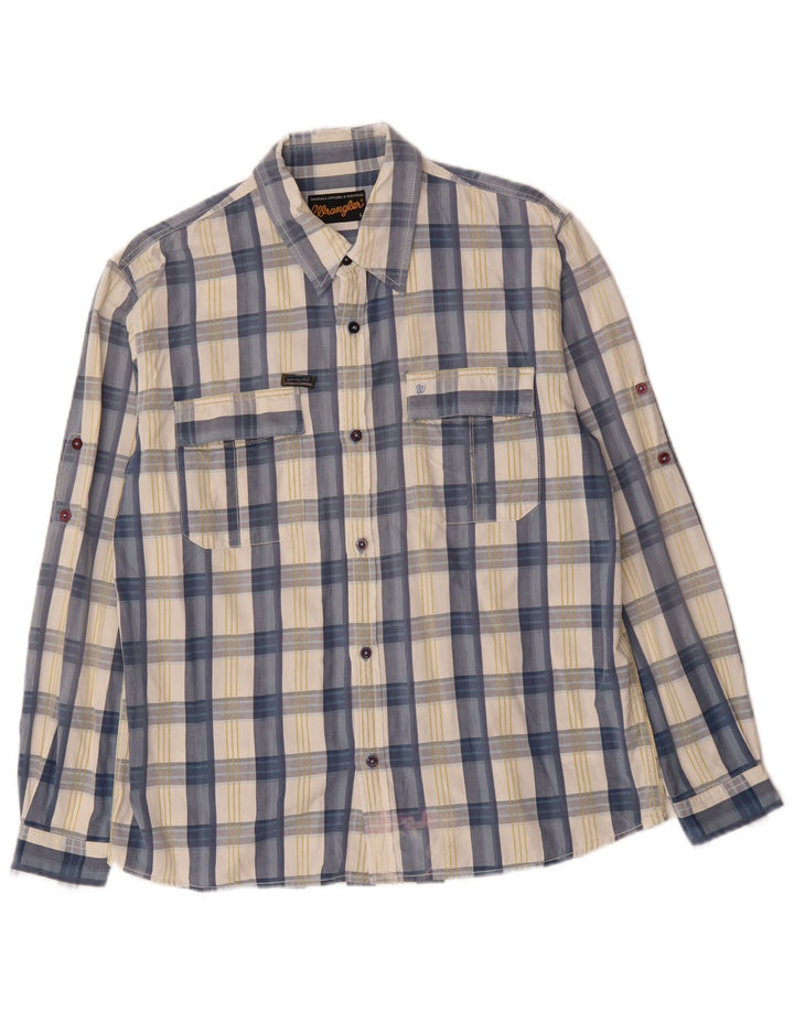 WRANGLER Chemise Homme Grand Carreau Bleu Coton