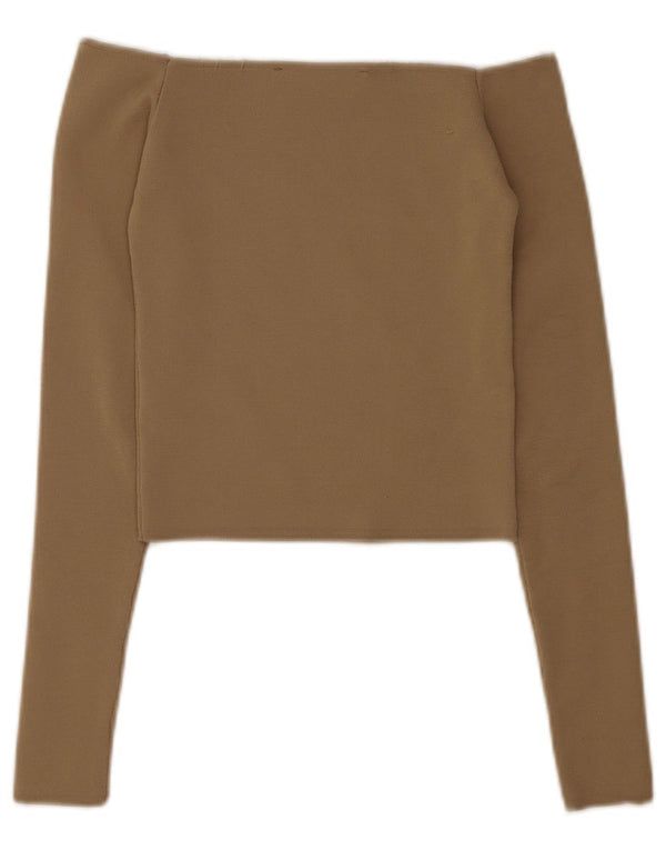 Zara Femme Haut court à épaules dénudées UK 4 XS Beige Polyester