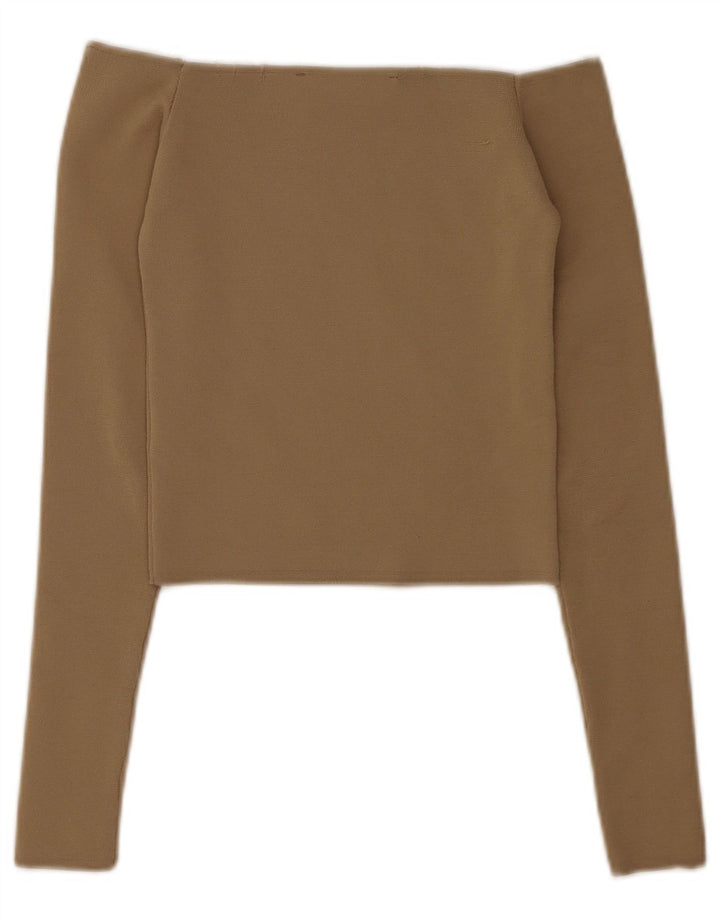 Zara Femme Haut court à épaules dénudées UK 4 XS Beige Polyester