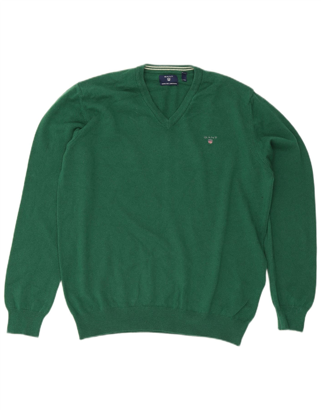 Gant Pull Col V Homme XL Vert Laine