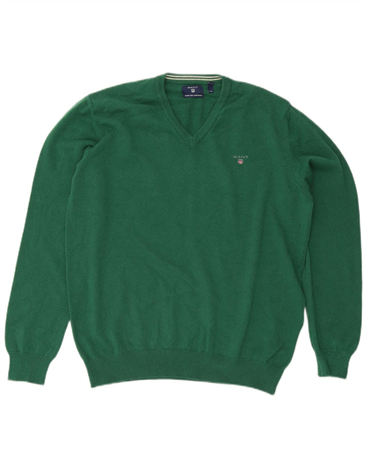 Gant Pull Col V Homme XL Vert Laine