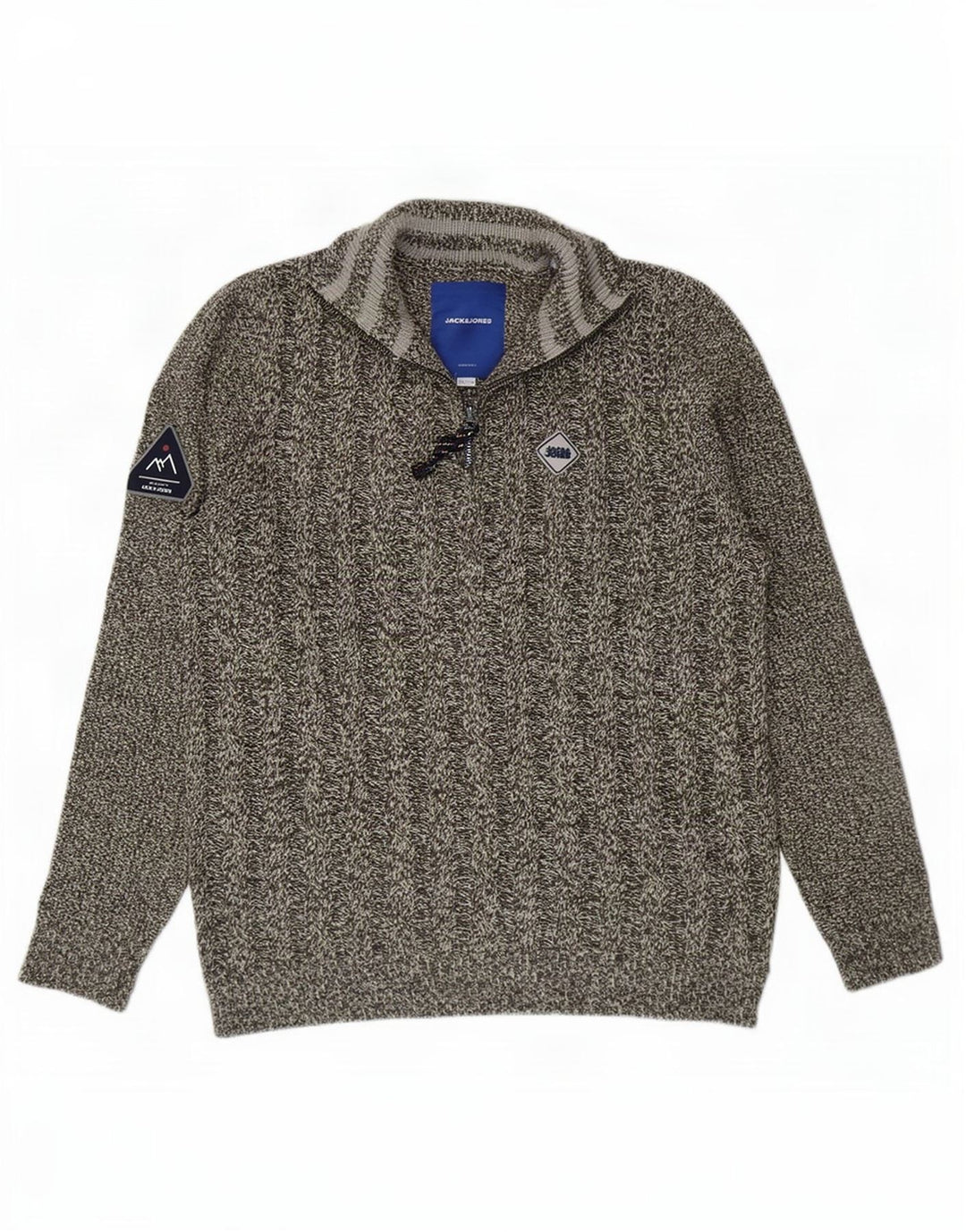 Jack & Jones Pull à col zippé pour homme, grand, gris, acrylique moucheté
