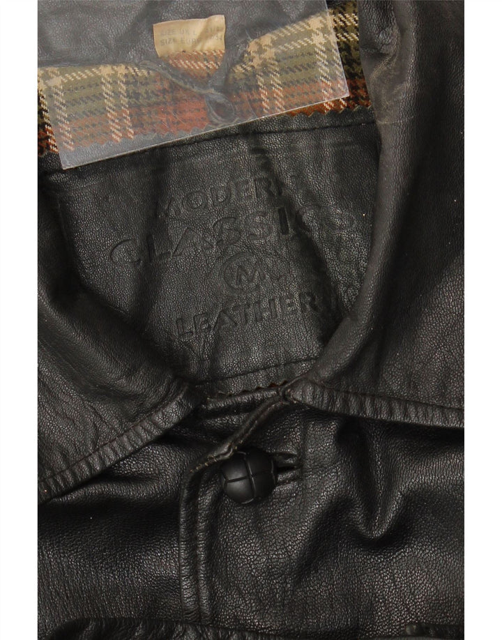 VINTAGE Veste en cuir homme UK 40 Grand cuir noir