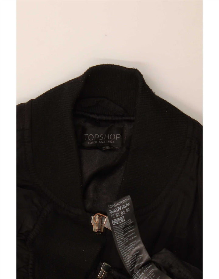 Topshop Veste bomber surdimensionnée pour femme UK 6 XS Noir Polyester