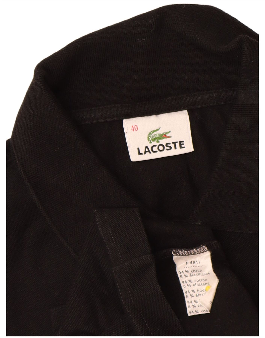 Lacoste Polo à manches longues femme taille 40 coton noir moyen