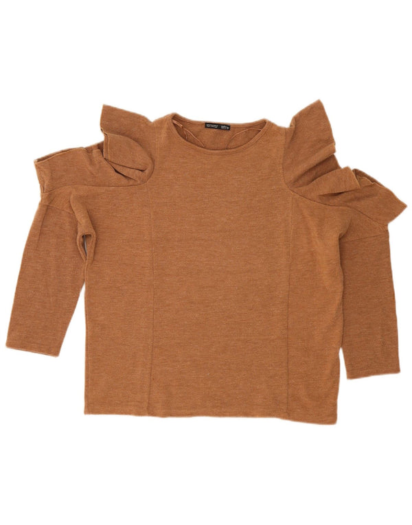 Zara Chemisier à épaules dénudées pour femme UK 14 Beige moyen moucheté