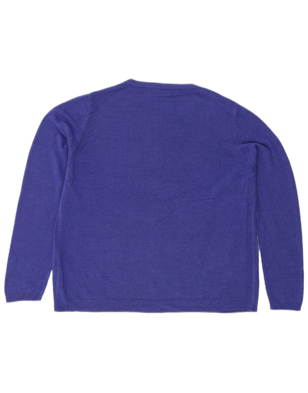 Marks & Spencer Pull ras du cou pour femme UK 18 XL Bleu Acrylique