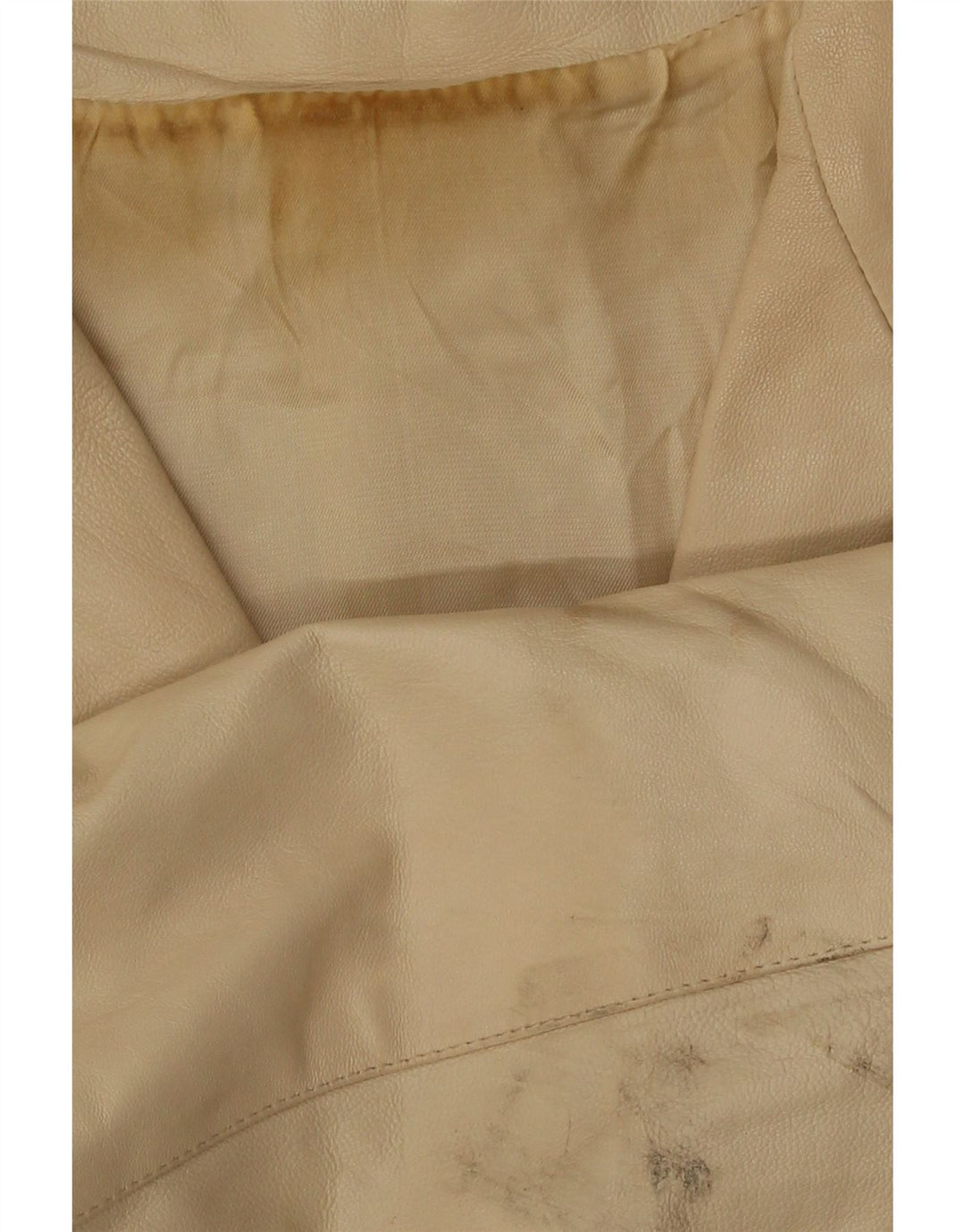 vintage Femme 3 Boutons Veste Blazer En Cuir IT 48 XL Cuir Beige