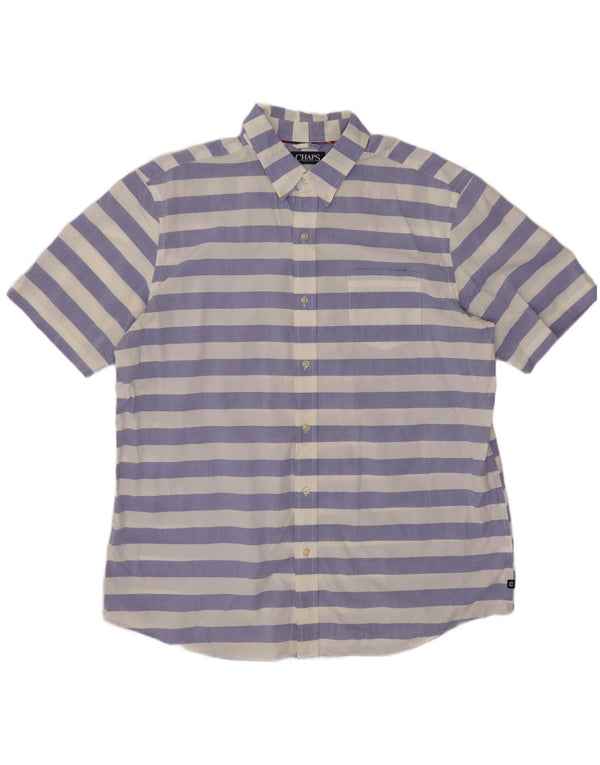 Chaps Chemise à Manches Courtes Homme Coupe Regular XL Bleu Rayé Coton