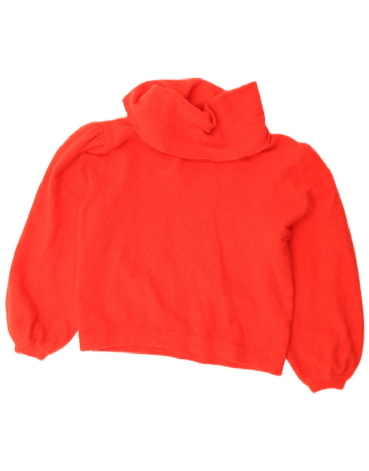 vintage Femmes Crop Roll Neck Jumper Pull IT 48 XL Rouge