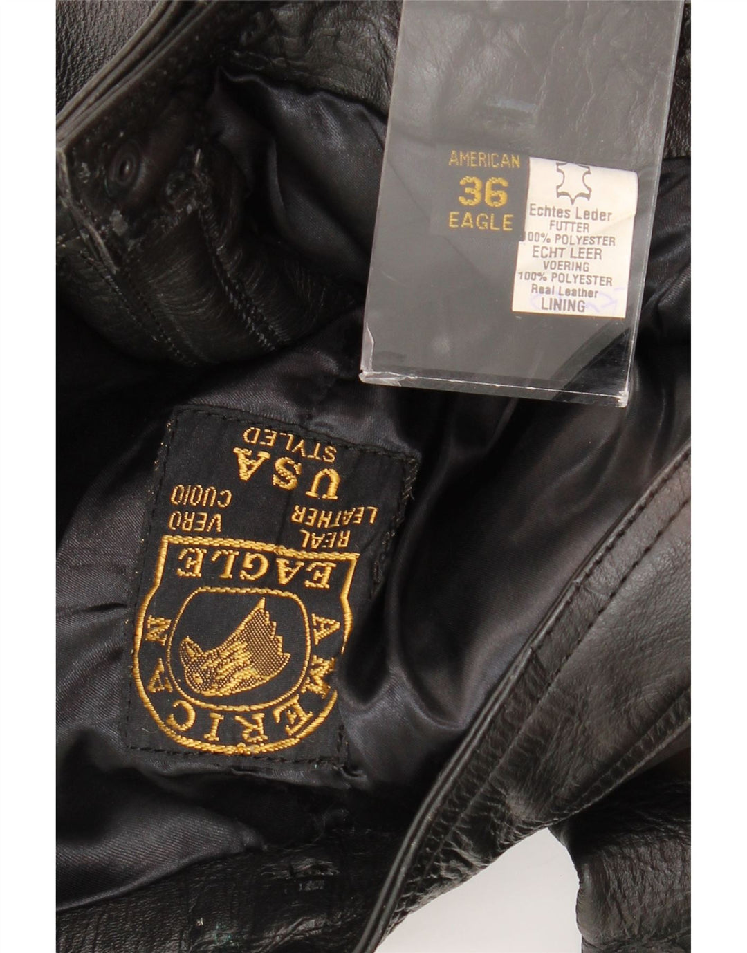 American Eagle Pantalon en cuir slim pour homme W36 L30 Cuir noir