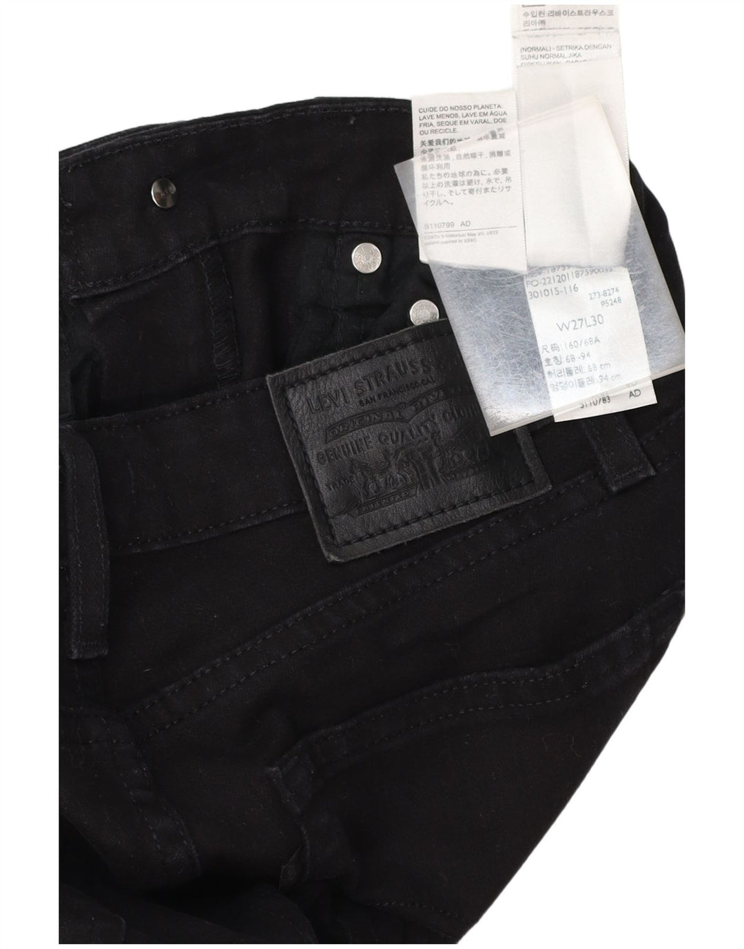 LEVI'S Jean Bootcut Taille Haute Femme 725 W27 L30 Coton Noir