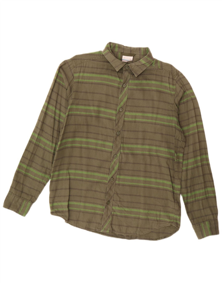Columbia Chemise Flanelle Homme Petit Kaki Rayé Coton