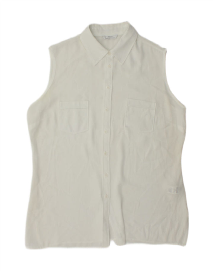 Marks & Spencer Chemisier sans manches pour femme UK 16 Large Blanc Polyester