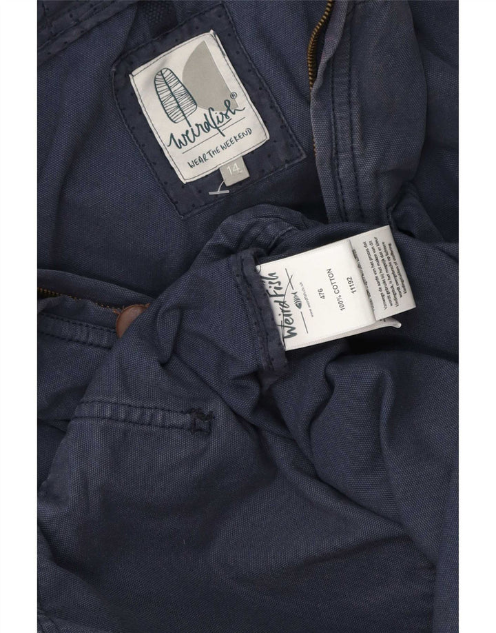 Weird Fish Veste bomber à capuche pour femme UK 14 en coton bleu marine moyen