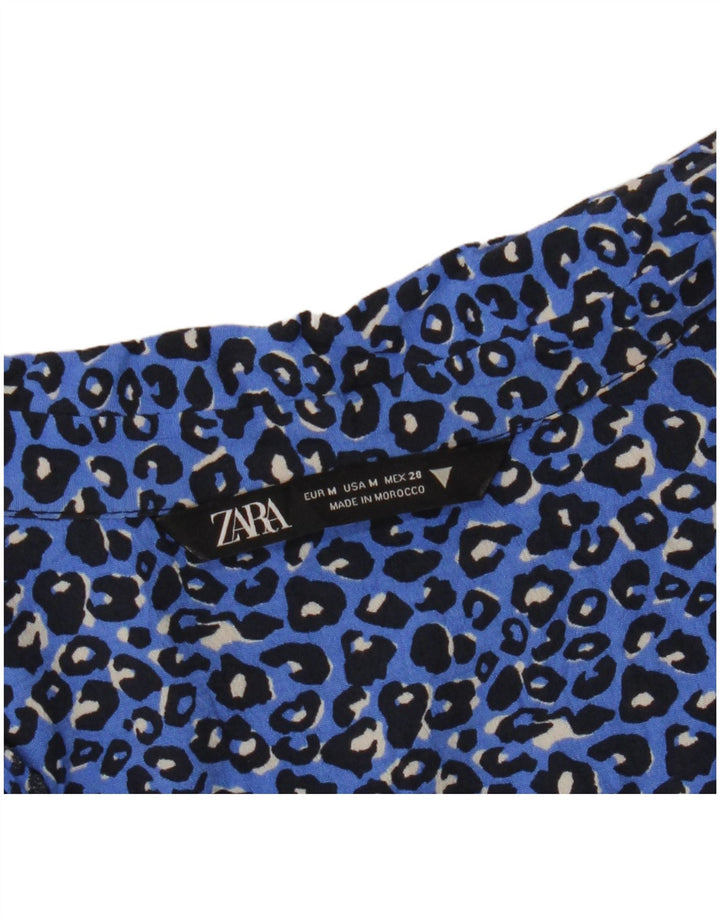 Chemise Femme Zara UK 14 Bleu Moyen Imprimé Animal