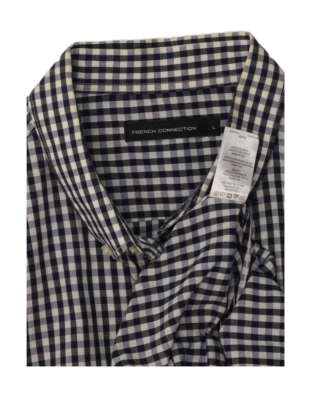 FRENCH CONNECTION Chemise Homme Large Bleu Marine Vichy Coton