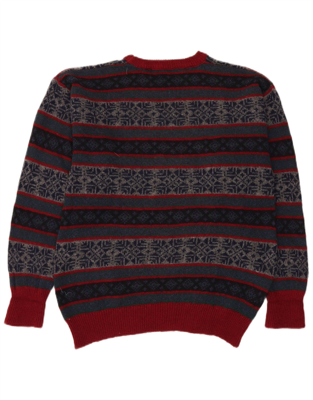 VINTAGE Pull col rond pour homme moyen multicolore Fair Isle