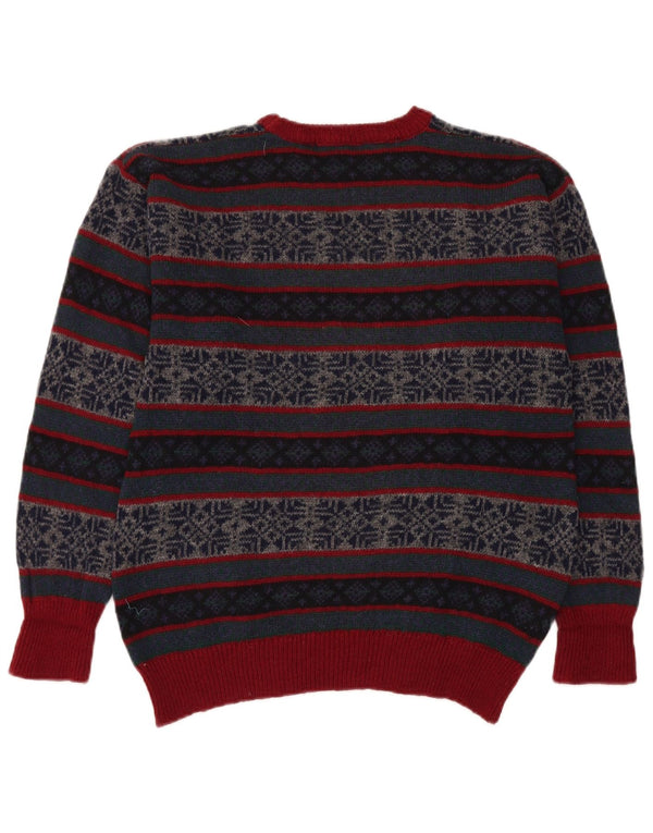 VINTAGE Pull col rond pour homme moyen multicolore Fair Isle
