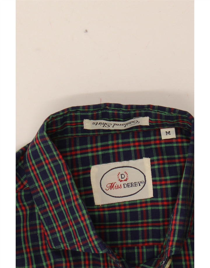 VINTAGE Womens Longline Oversized Shirt UK 14 Medium Navy Blue Check Vintage Vintage and Second-Hand Vintage from Messina Hembry 