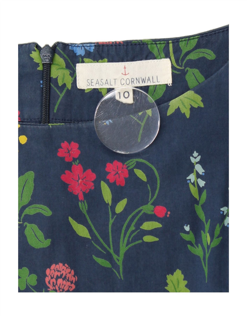 SEASALT CORNWALL Womens A-Line Dress UK 10 Small Blue Floral Cotton Vintage Seasalt Cornwall and Second-Hand Seasalt Cornwall from Messina Hembry 