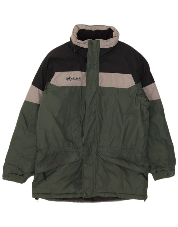 Columbia Veste de ski à capuche pour homme UK 38 Medium Green Colourblock Nylon