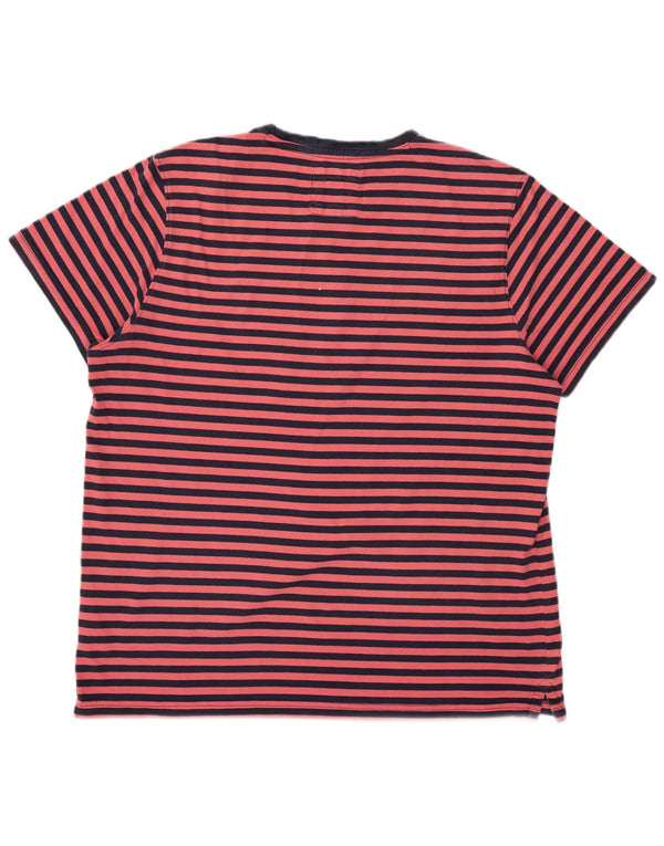 Crew Clothing T-shirt à manches courtes pour homme en coton rayé rose 2XL