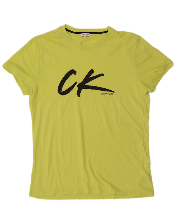 Calvin Klein Mens Graphic T-Shirt Top Large Green Cotton