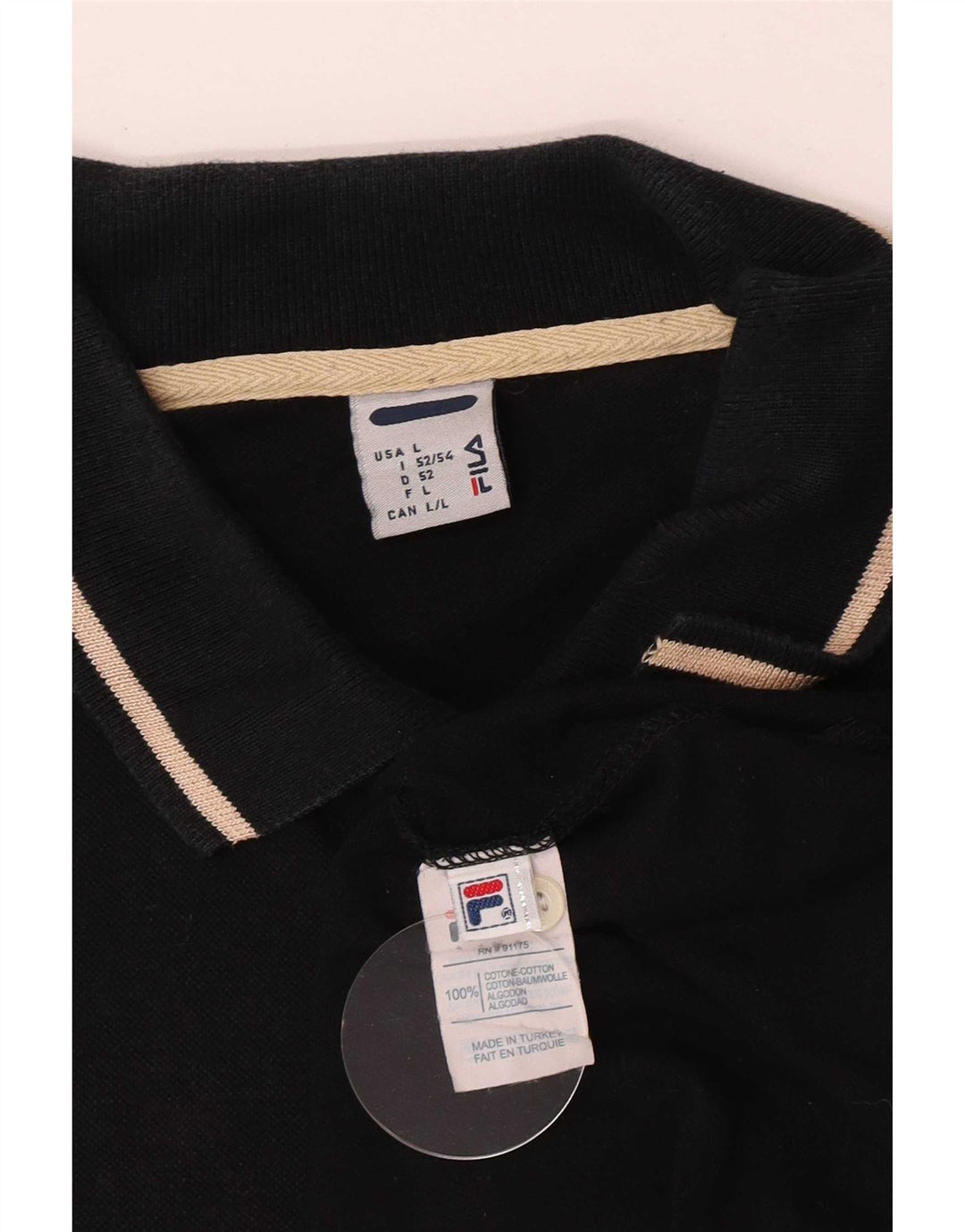 Fila Polo Homme Large Noir Rayé Coton
