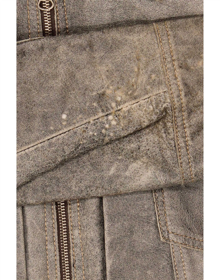 veste bomber en cuir homme vintage UK 38 gris moyen